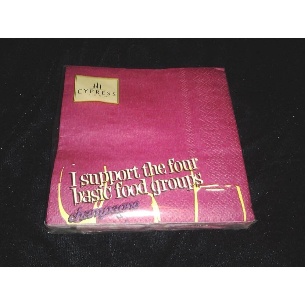 Napkins Cocktail  Paper Wine Glass I Support the Four basic food Groups Champagn